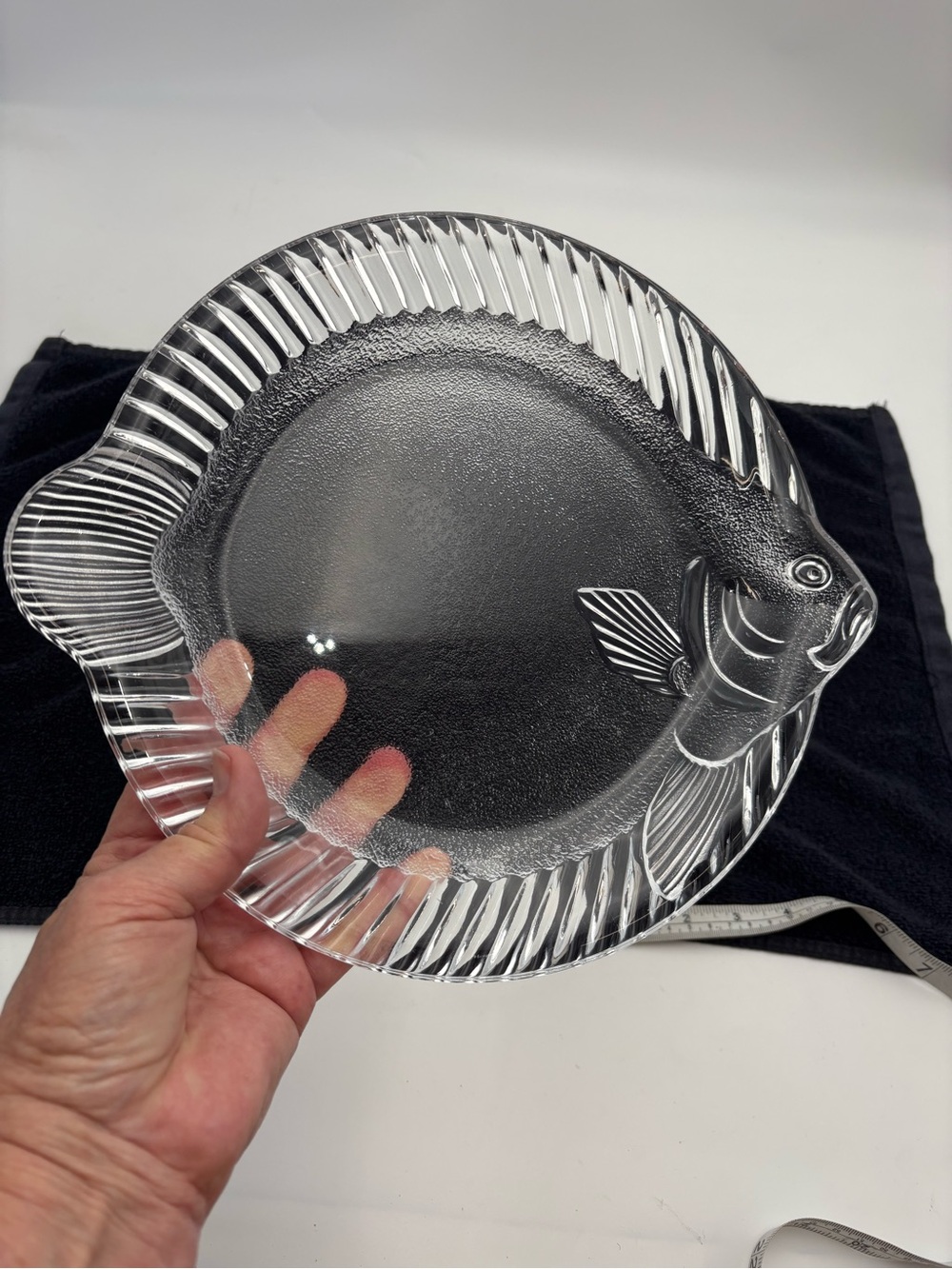 Vintage Clear Fish-Shaped Glass Serving Plate - 12”